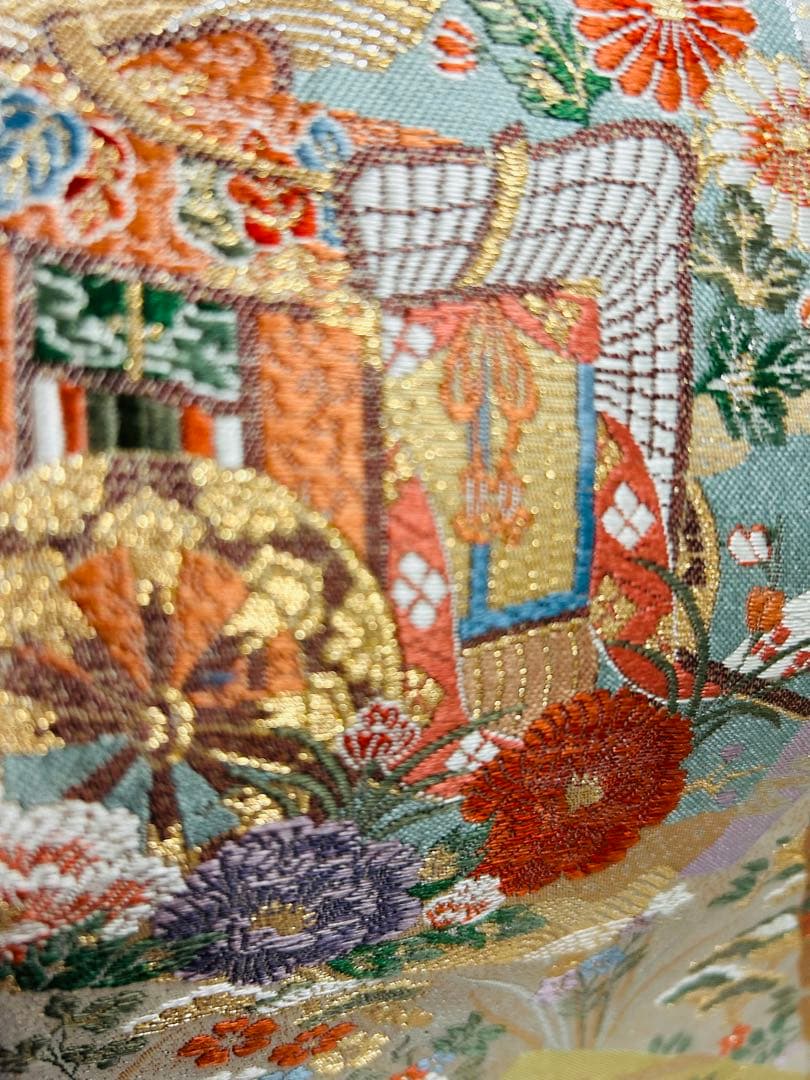 最高級本加賀友禅手書き技術者西川健一作品 本金箔高級袋帯23点完全フルセット