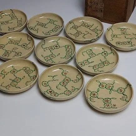 22-382古清水(粟田焼)の美山窯　小皿10客