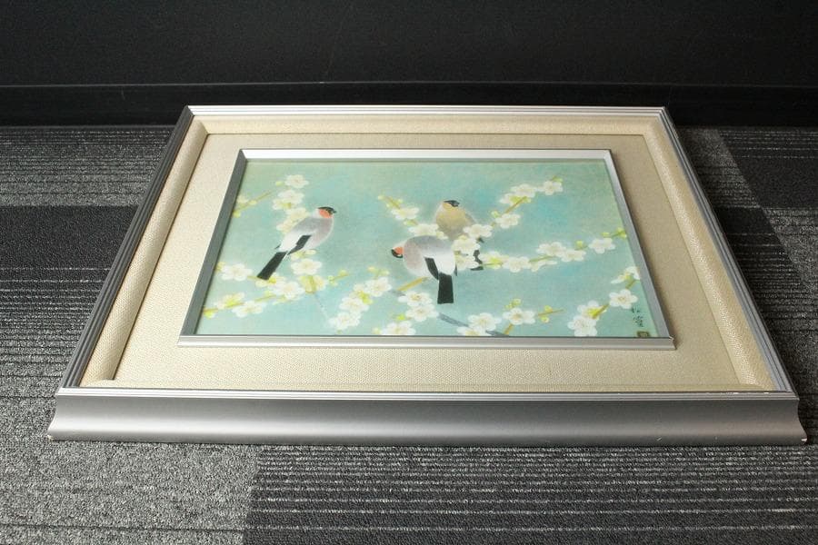 上村松篁 早春 リトグラフ 223/300 有名呉服屋蔵 美品(K-LC928)