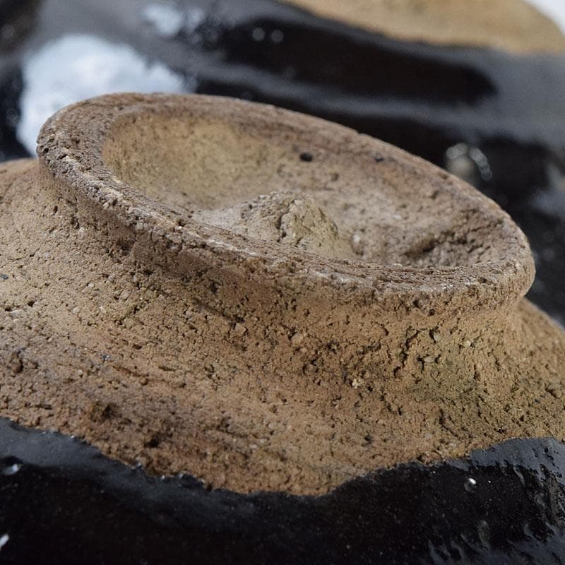 和食器　楽吉左衛門　黒楽平茶碗　高台平皿　2種10客　時代箱　V　R9525