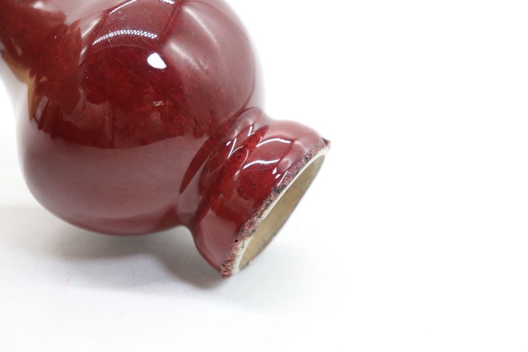 中国　清時代中期　窯変紅釉瓶　アンティーク　木箱入　送料込み251208