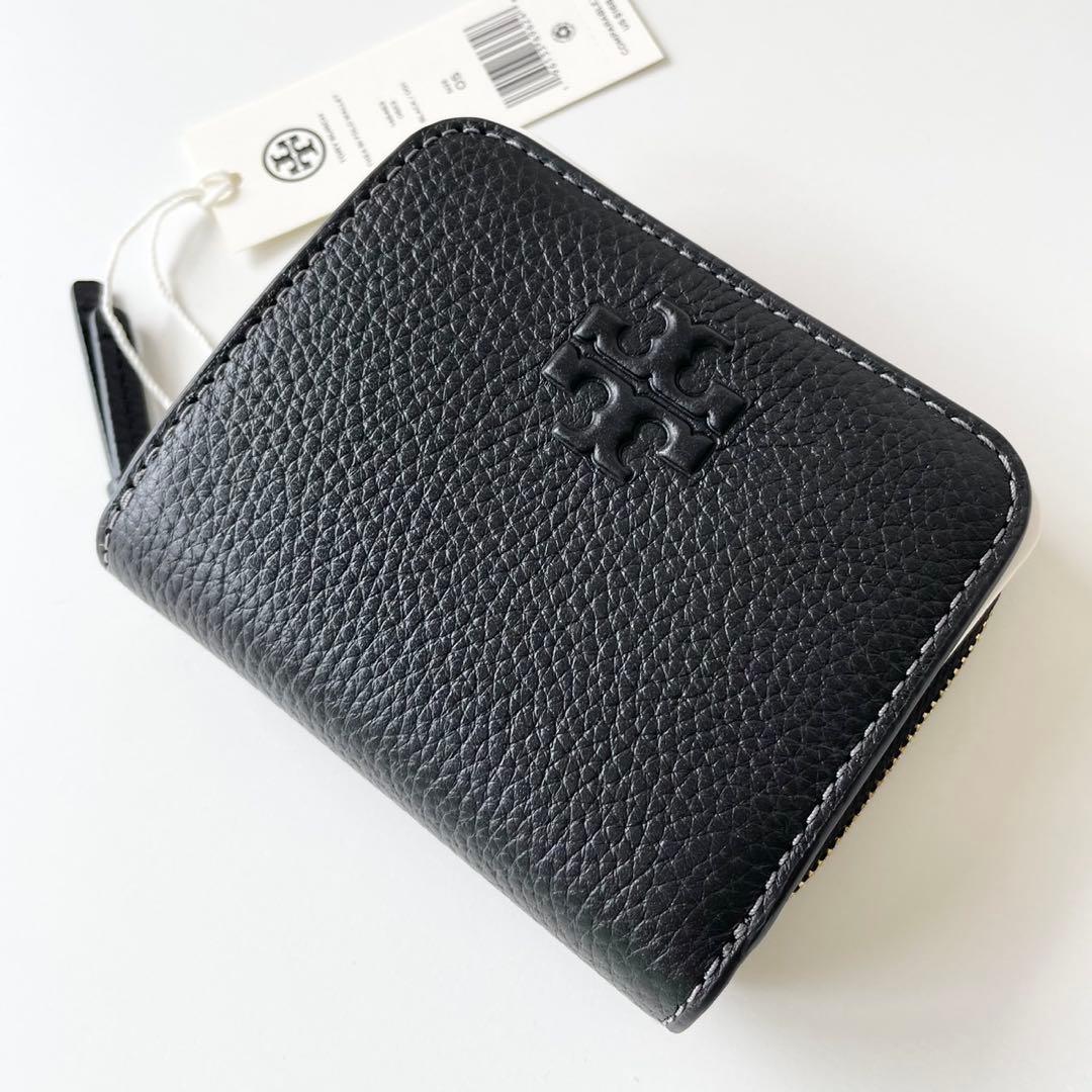 【新品】TORY BURCH 新作 ティア THEA 二つ折り財布 黒 本革