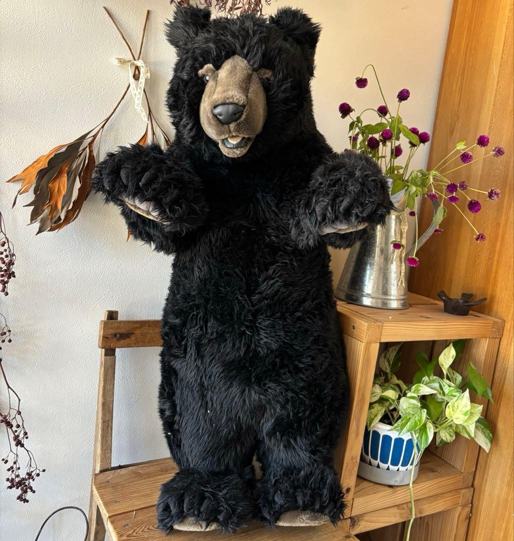 希少 HANSA 大型 黒クマ ぬいぐるみ リアルアニマル