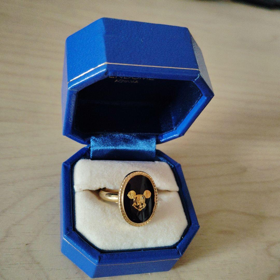 レア✩ミッキーマウス　ヴィンテージ　金色　ゴールドリング　指輪　フリーサイズ
