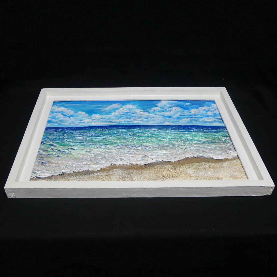 油絵 油彩 油彩画 絵 絵画【夏の砂浜の海】