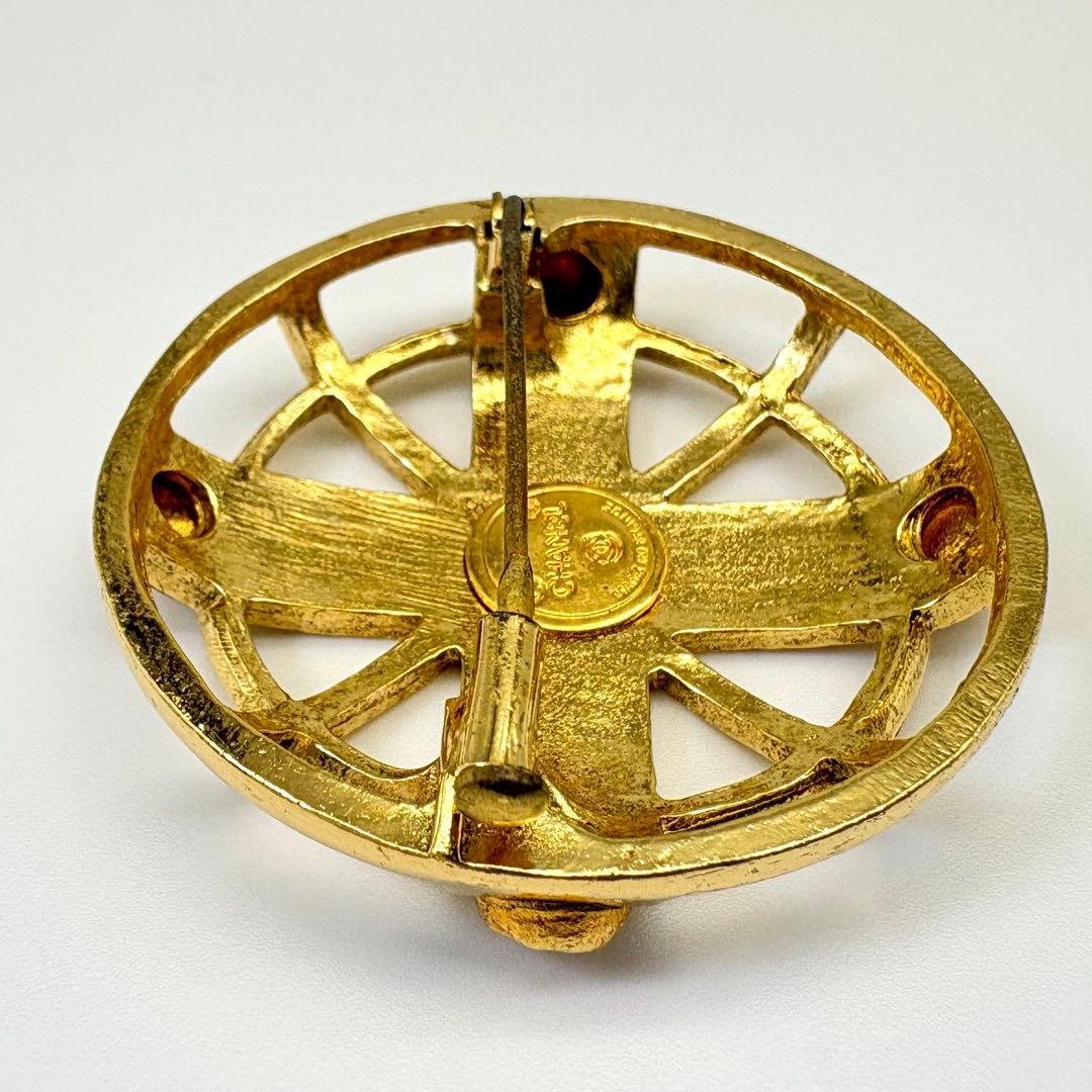 CHANEL シャネル ブローチ クロス ロゴ ヴィンテージ ゴールド