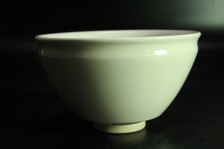 茶道具 白磁天目茶碗 草山 在銘 美品(K-A992)