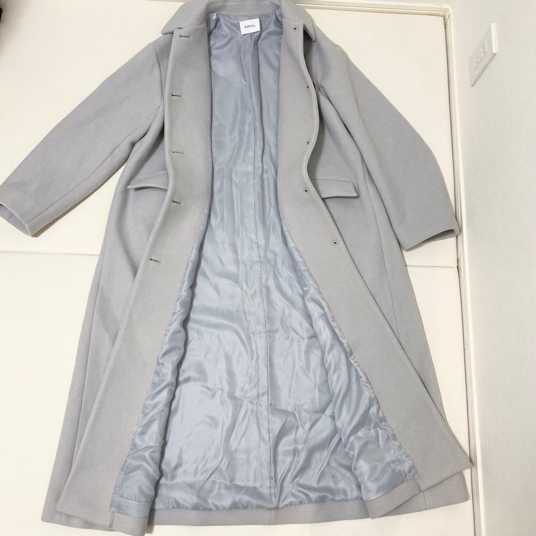 ♢新品♢SHIPS any シップス　ステンカラーコート　ライトグレー　水色