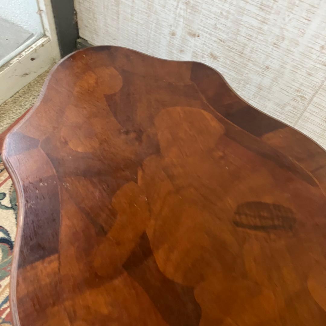 イタリアアンティーク 猫脚 木製象嵌センターテーブル サイドテーブル クラシック