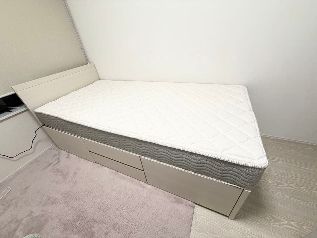 ニトリ 【大容量収納付き】すのこチェストベッドフレームシングルベッド&マットレス