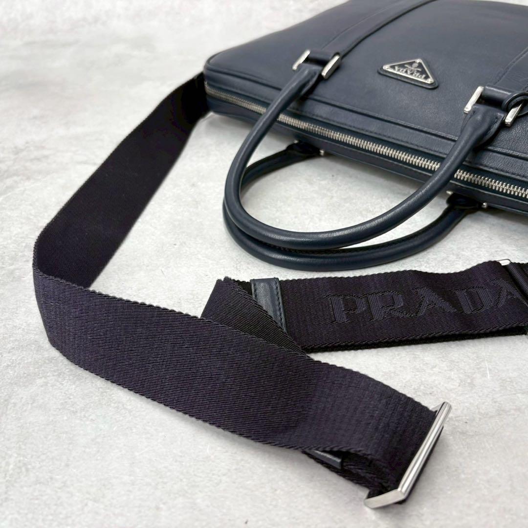 【定価37万】PRADA ビジネスバッグ 2way レザー ブリーフ 三角ロゴ