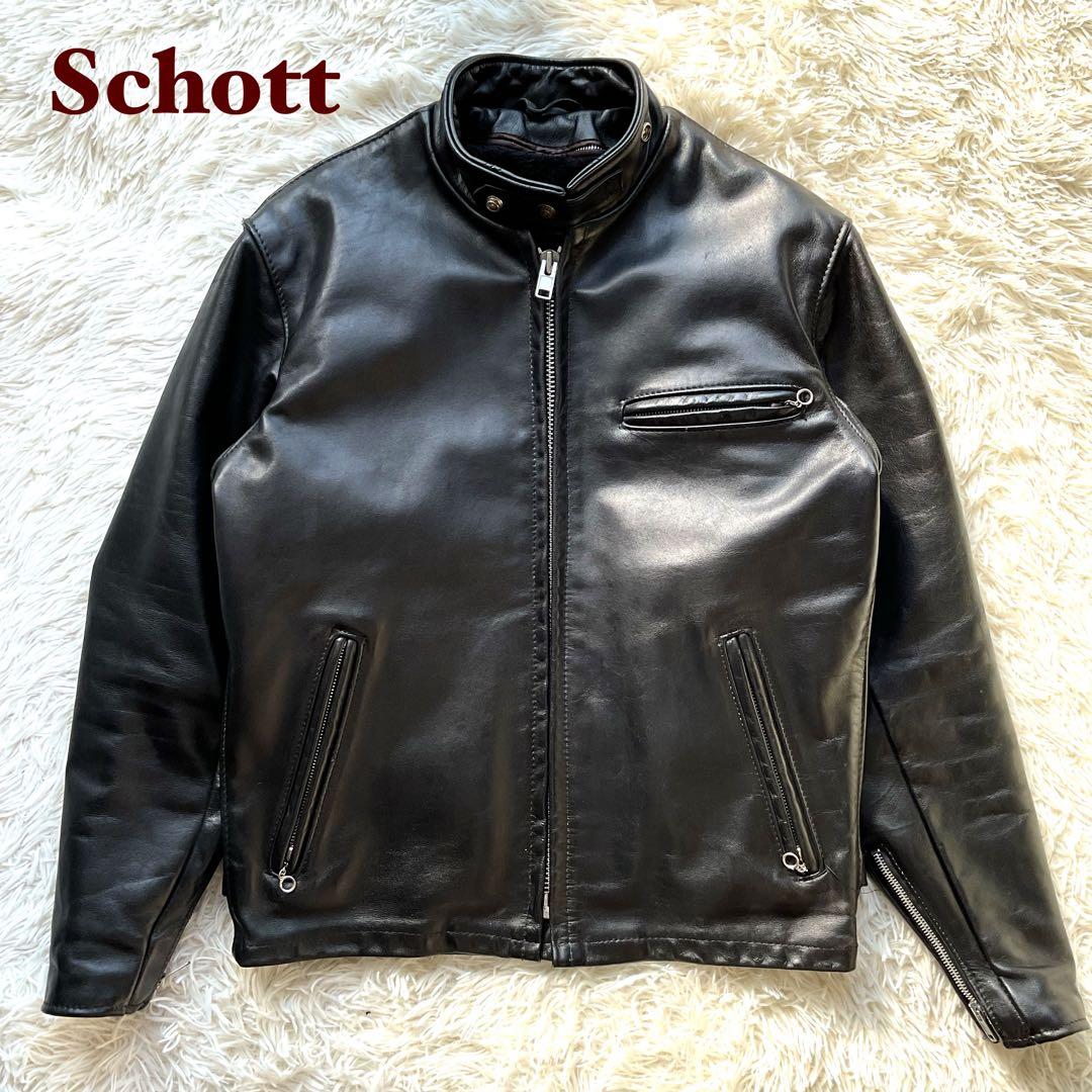 人気✨schou 641 レザージャケット　シングルライダース　38 ブラック