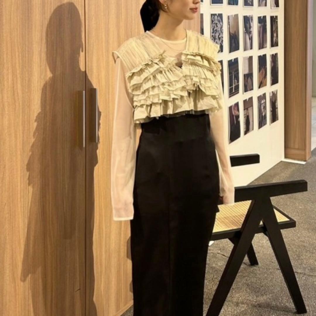 ANDRESDパーティードレス Sサイズ ベージュ・ブラック