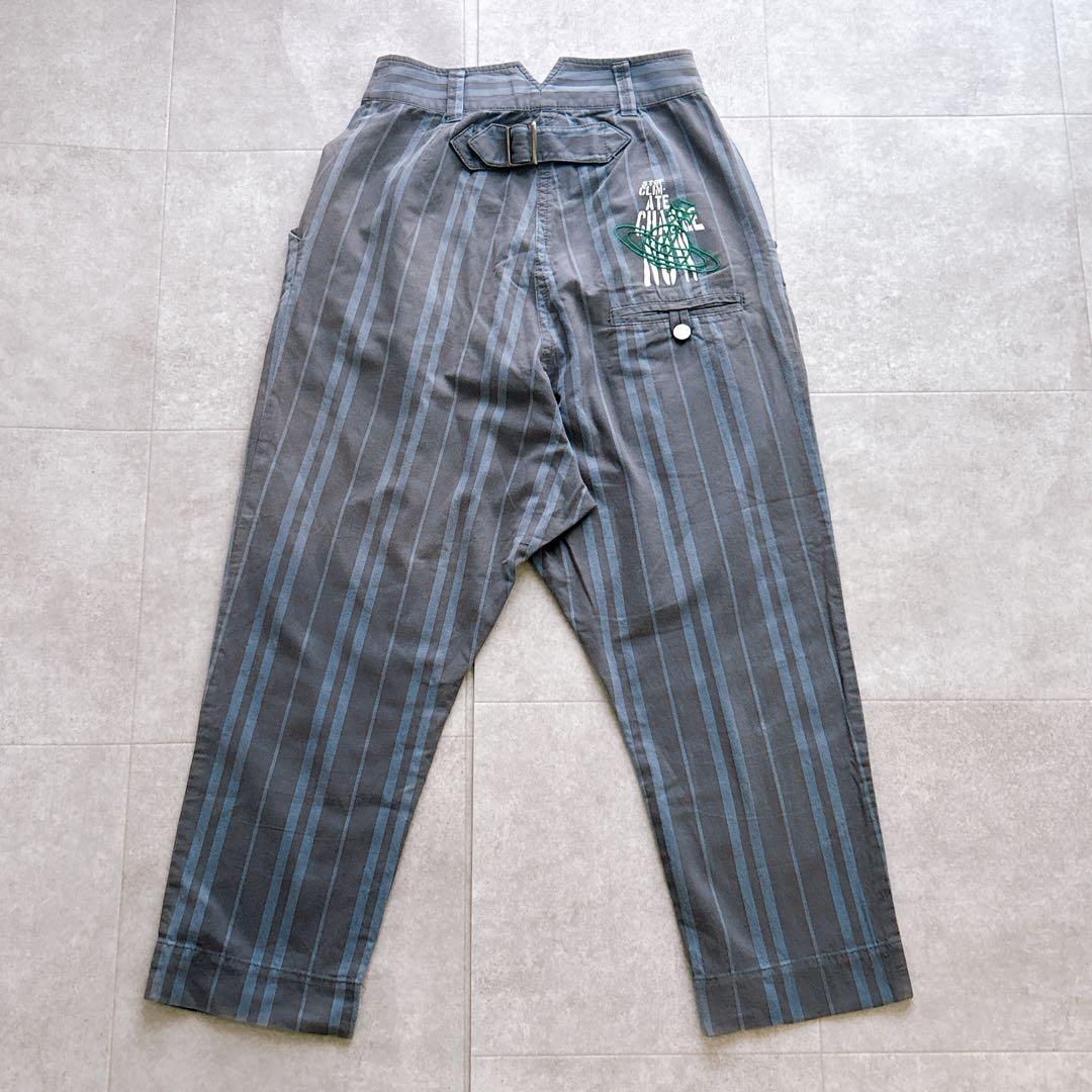 ヴィヴィアンウエストウッドレッドレーベル オーブ刺繍 ストライプ サルエルパンツ