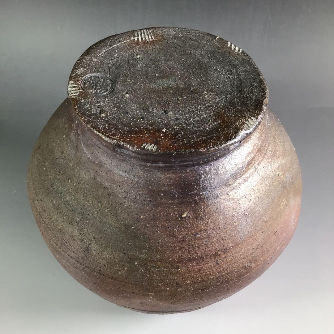 Ｒ５０３　水指　『萬古焼』『堀野証嗣造』『赤絵蓋』『替蓋付』『南蛮水指』　共箱