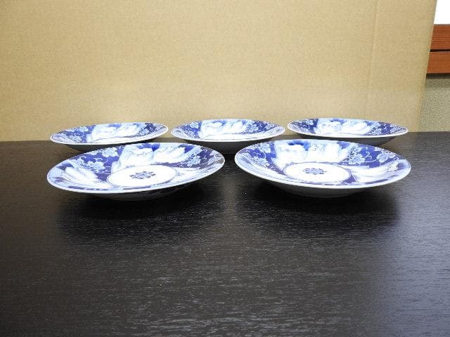 亀山焼　染付皿　5枚　MA298