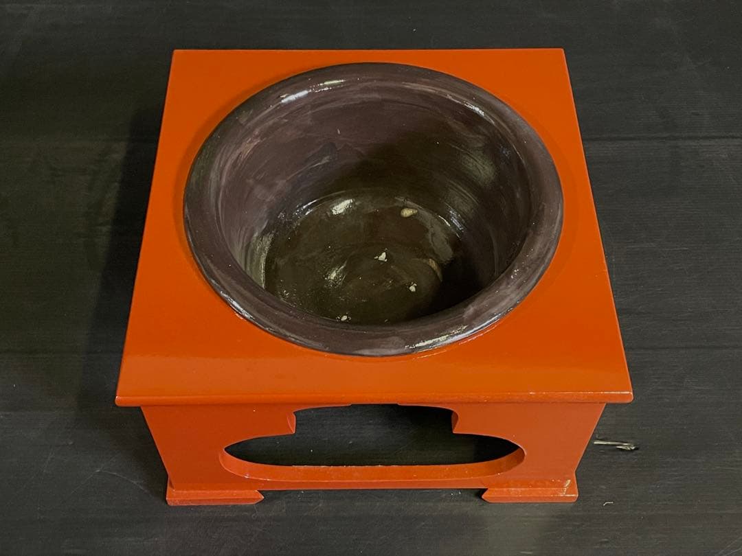 「母」 朱漆 置炉 野々田 電熱器 表千家 100V400W 茶道具 (Ｂ)