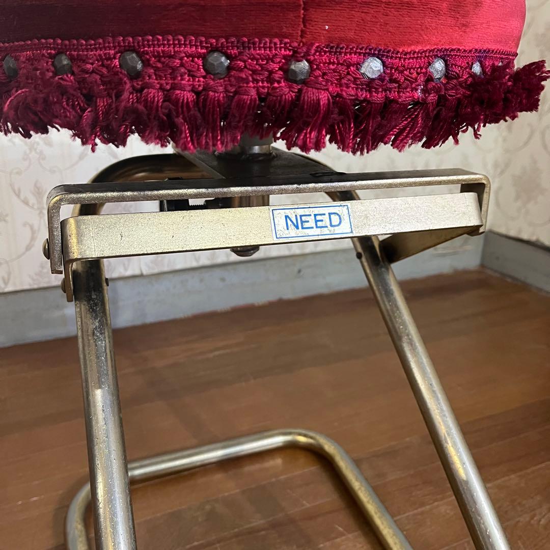 【アンティーク】アイアン脚 ベルベッドスツール ロココ調 ベロア 古道具 丸椅子