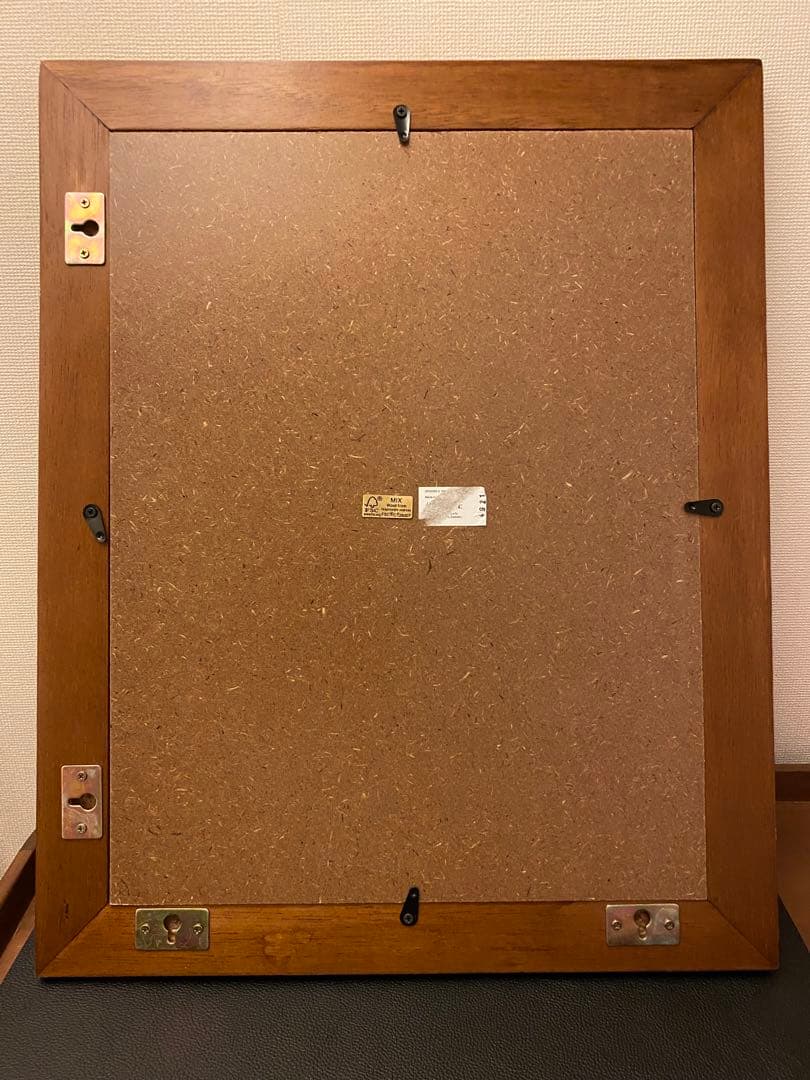 ラタン額縁　植物シルエット　アートプリント