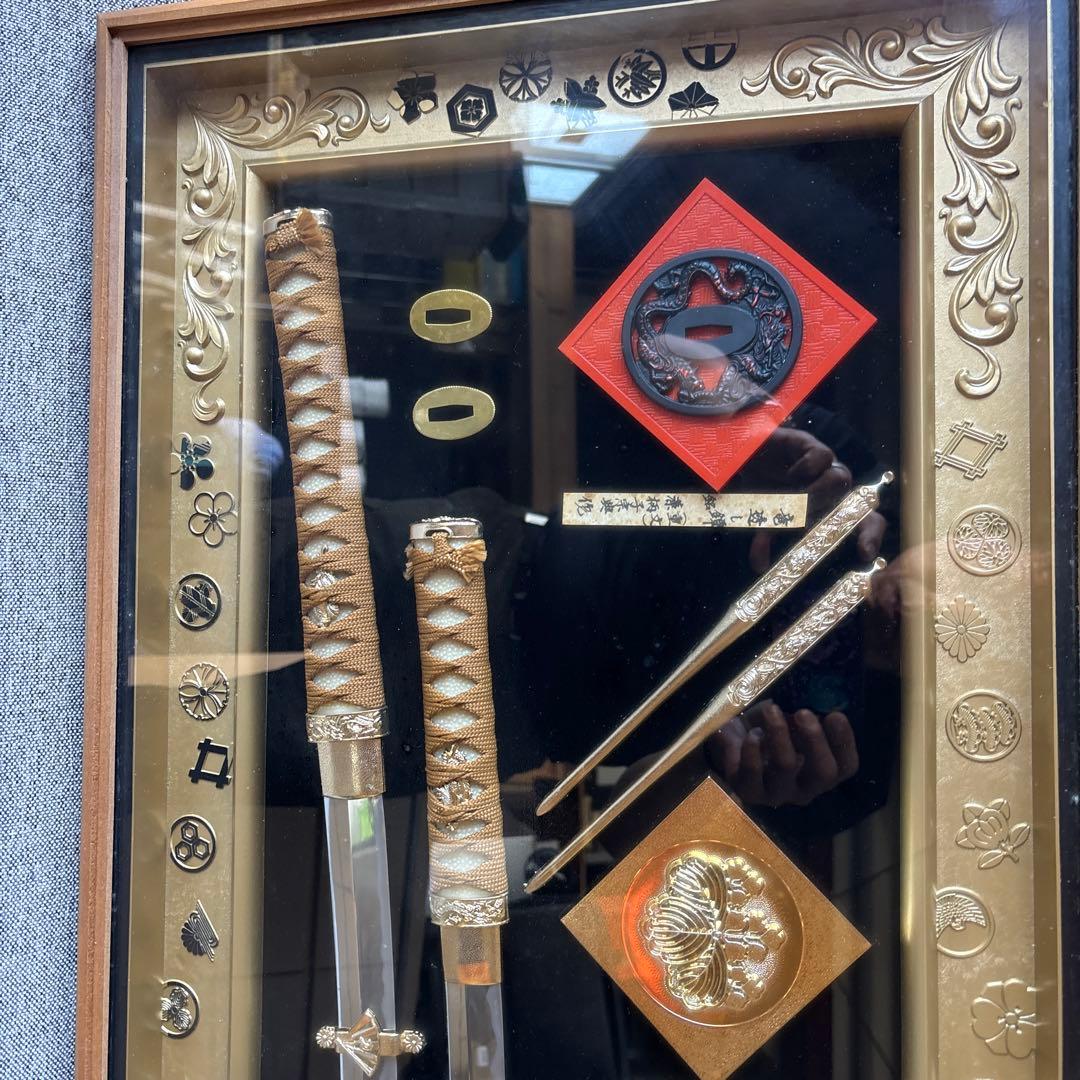 徳川・豊臣・織田　武家三大家紋　模造刀 レプリカ 額入り