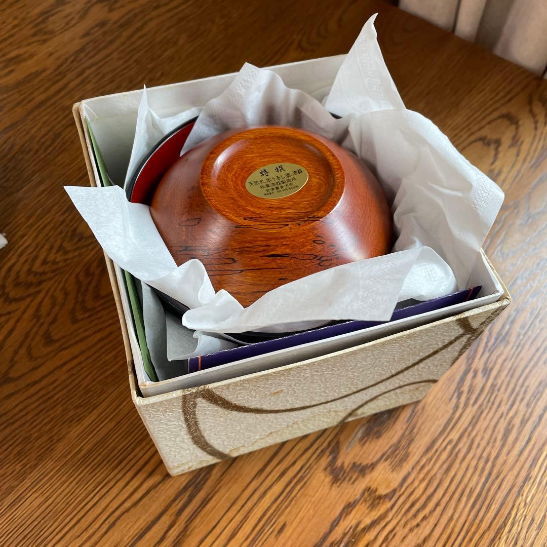 美品　高級　漆器　会津　木製 赤い 汁椀 5個セット