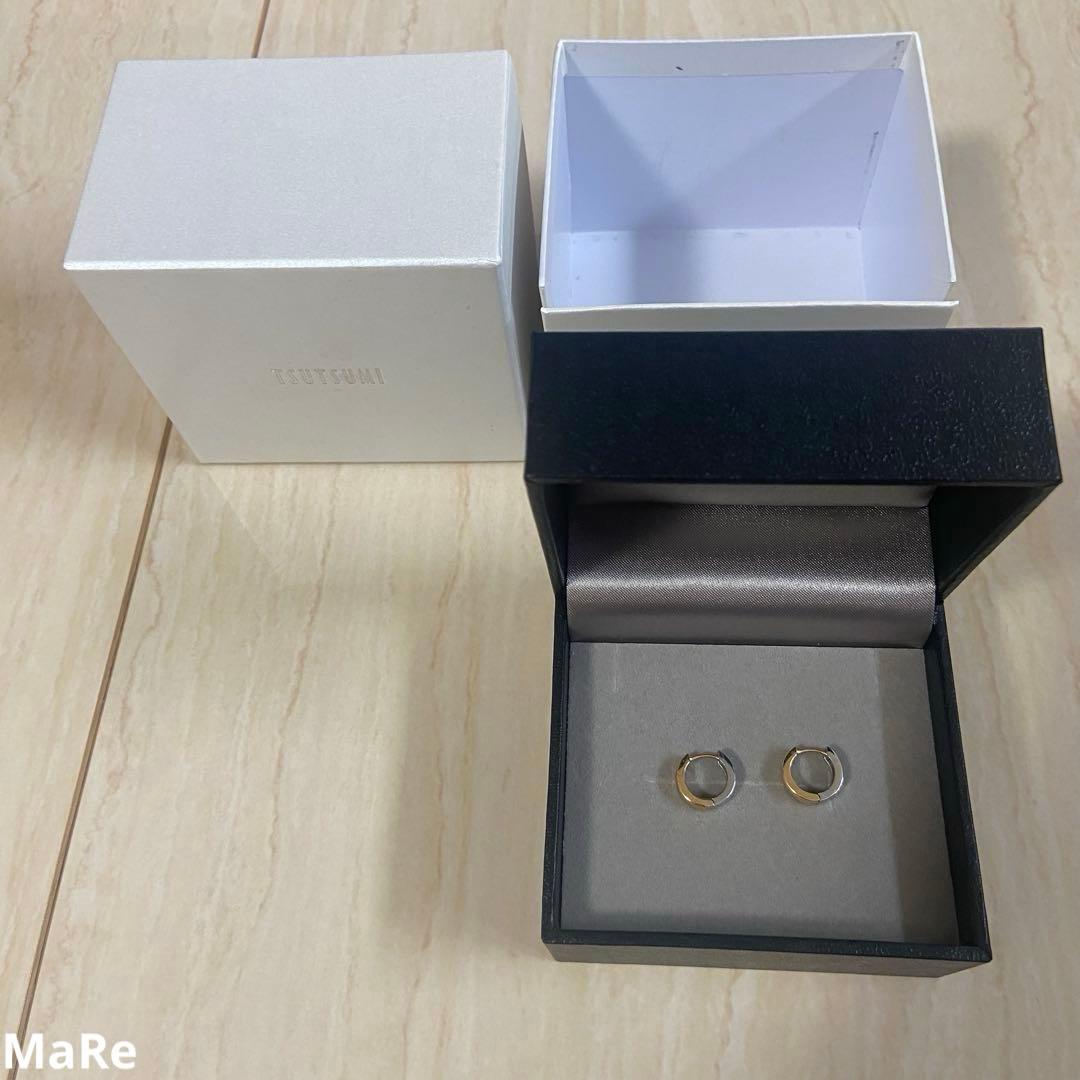 新品■9万 ジュエリーツツミ プラチナ/K18イエローゴールドリバーシブルピアス