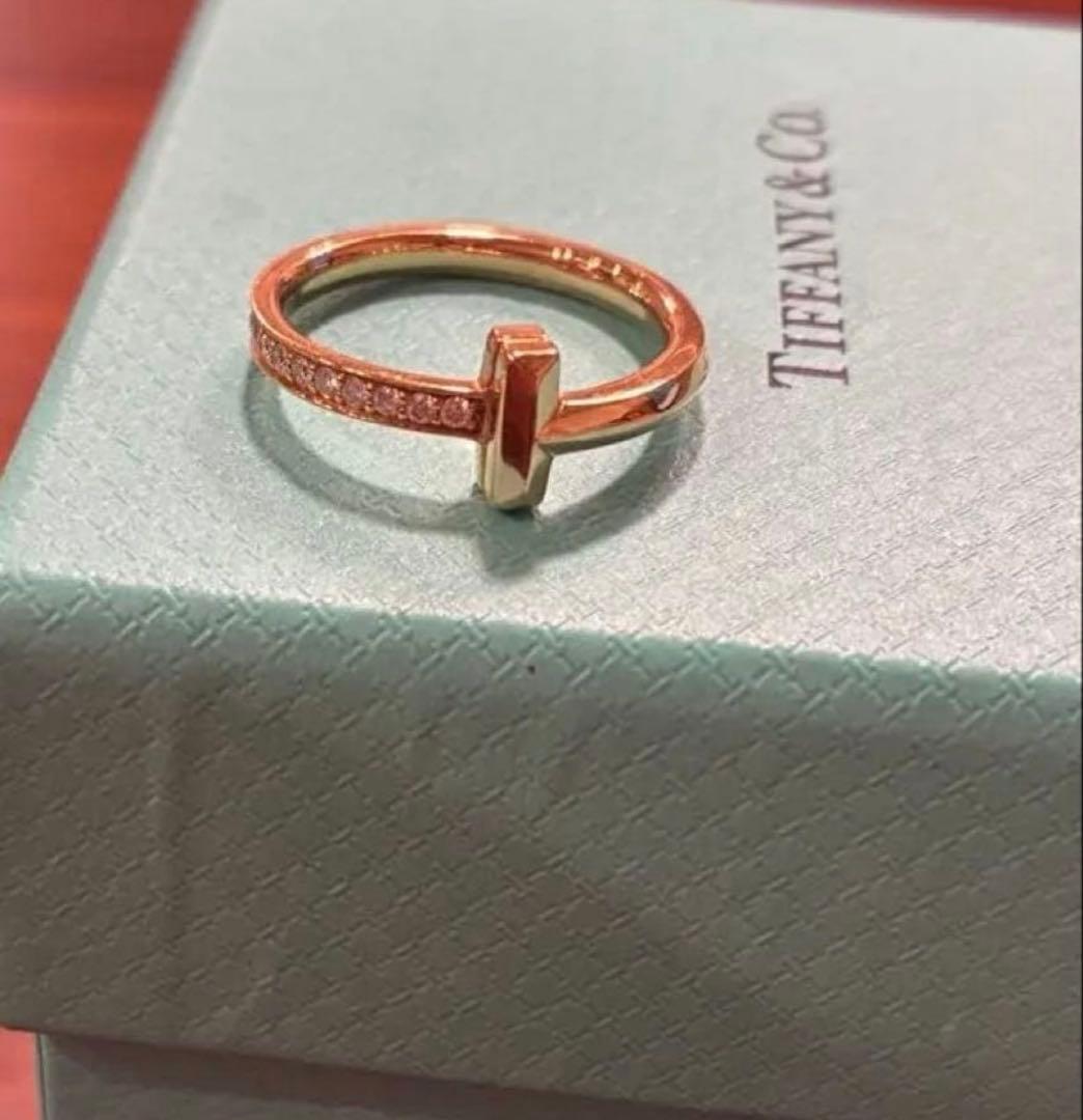 TIFFANY⭐︎ティファニー Tワン リング　13号　ローズゴールド