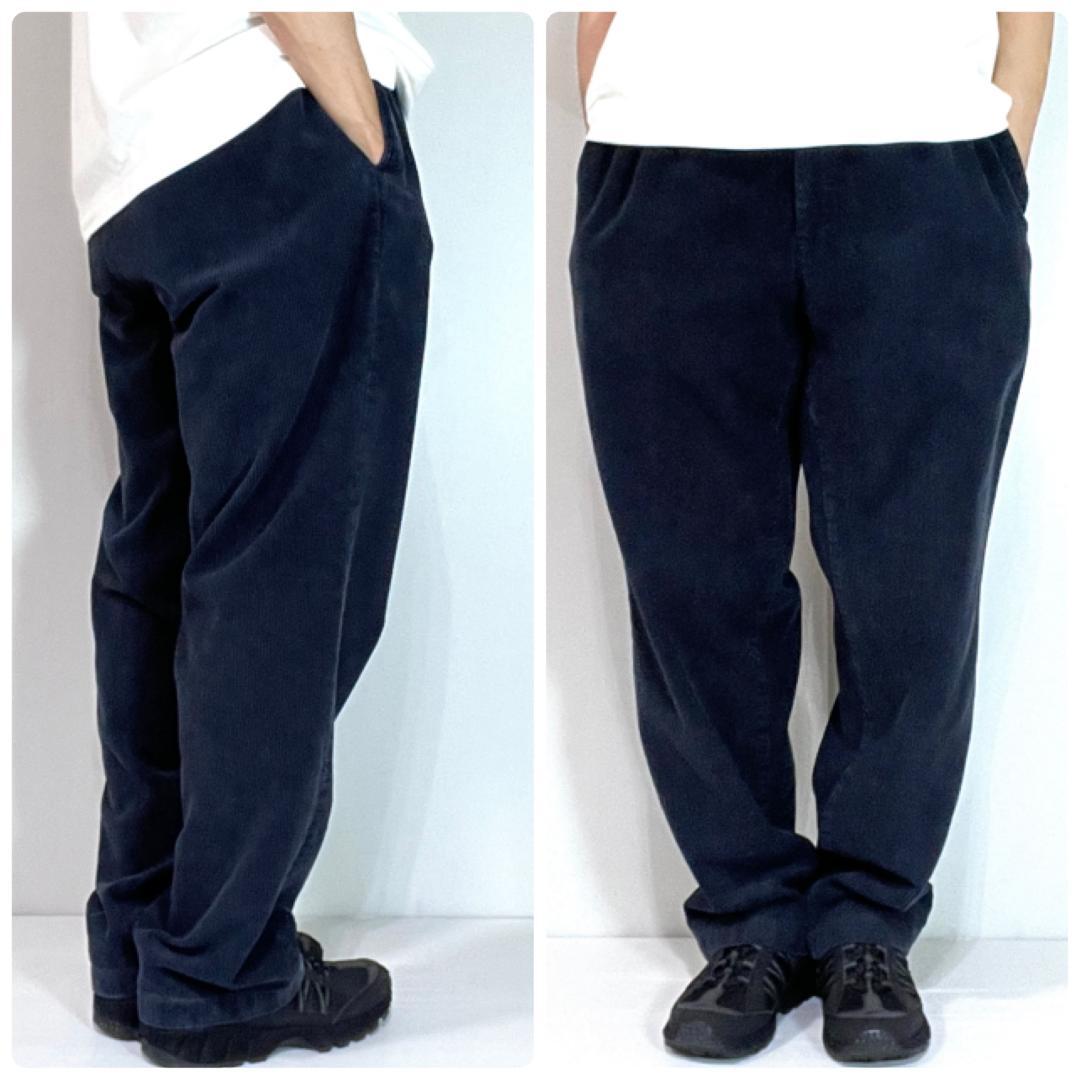 90s ポロラルフローレン 38x32 ANDREW 太畝コーデュロイパンツ 紺