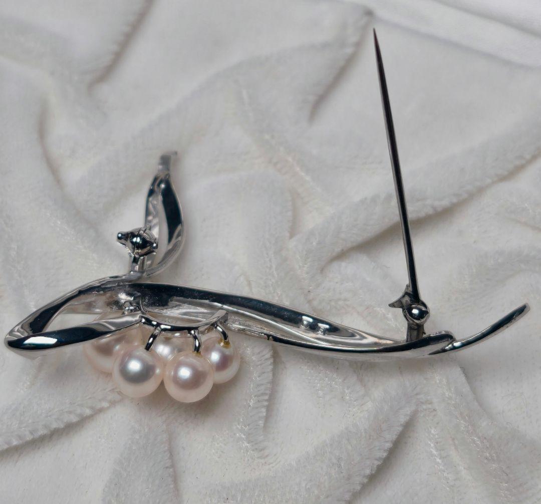 【極美品 最高級】ミキモト ブローチ パール リボン 5珠 皇室御用達
