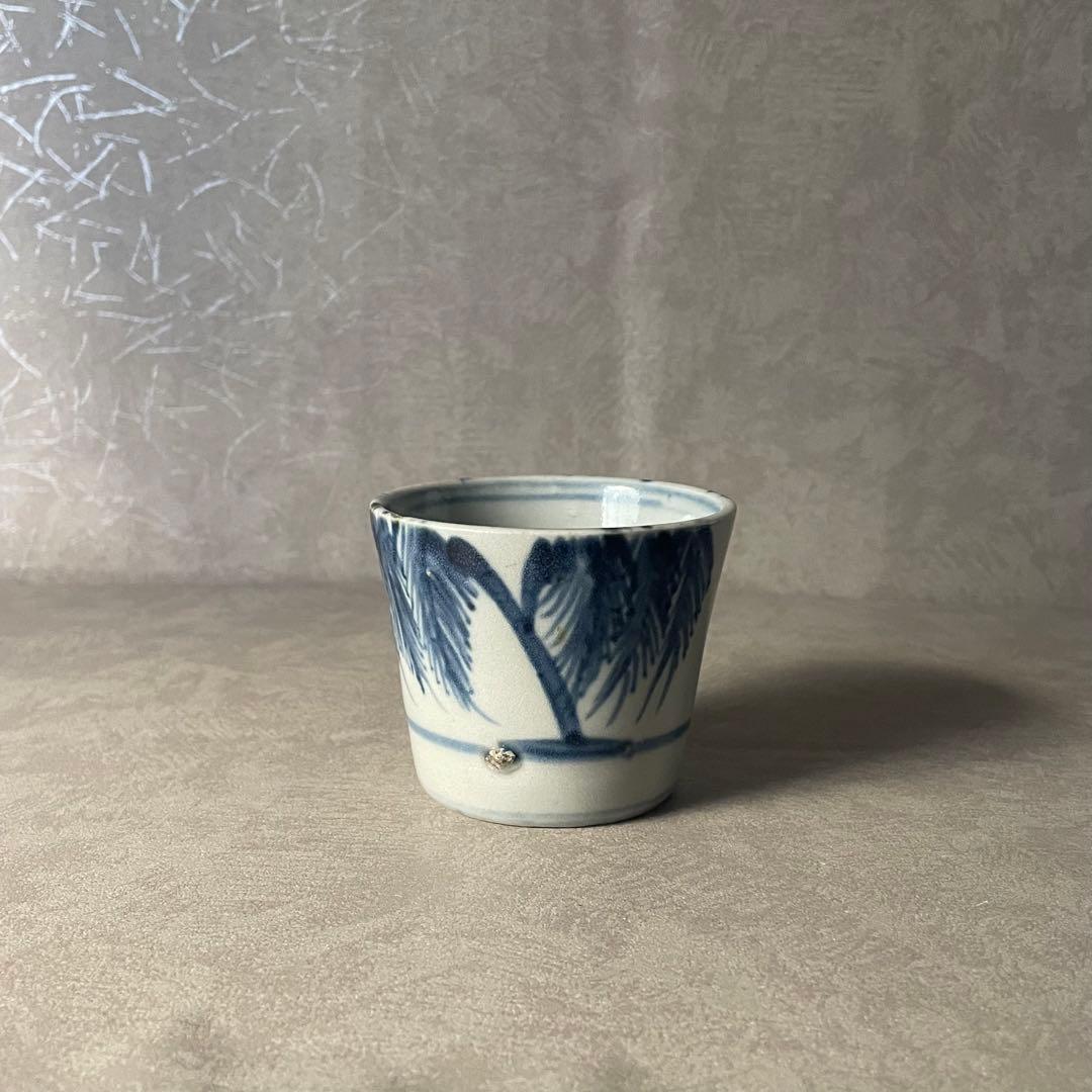 太白手柳文猪口 江戸時代 太白 美濃古陶 美濃焼 瀬戸焼 古美濃 骨董 古美術