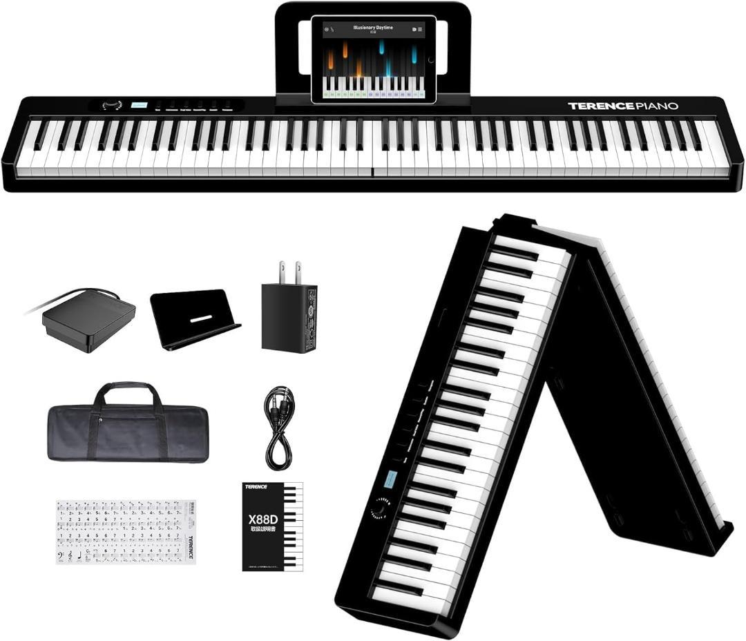 電子ピアノ 88鍵盤 折り畳み式 10Wデュアルスピーカー出力 キーボード 新品