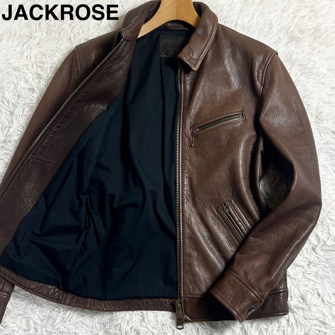 美品 ジャックローズ ゴートレザー シングルライダースジャケット ブラウン 3