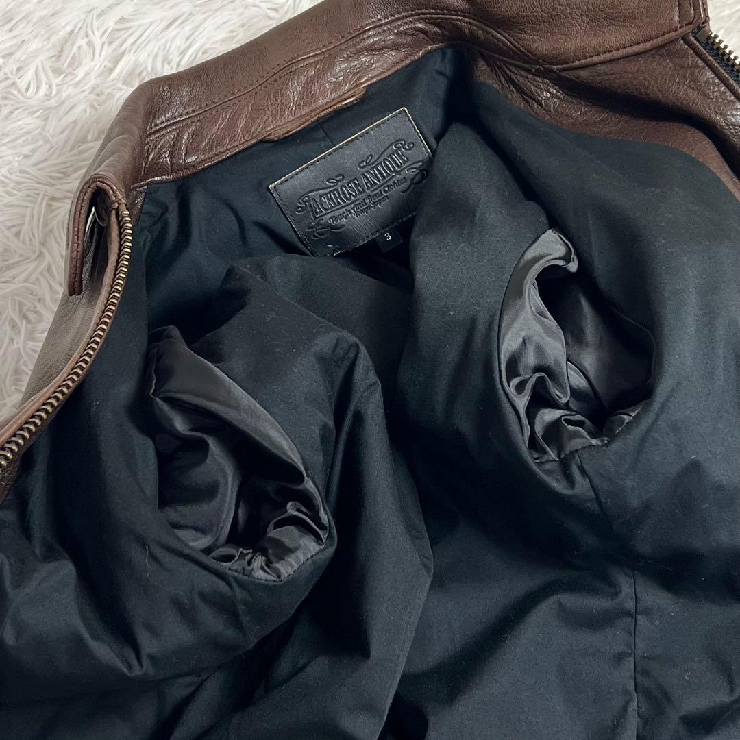 美品 ジャックローズ ゴートレザー シングルライダースジャケット ブラウン 3