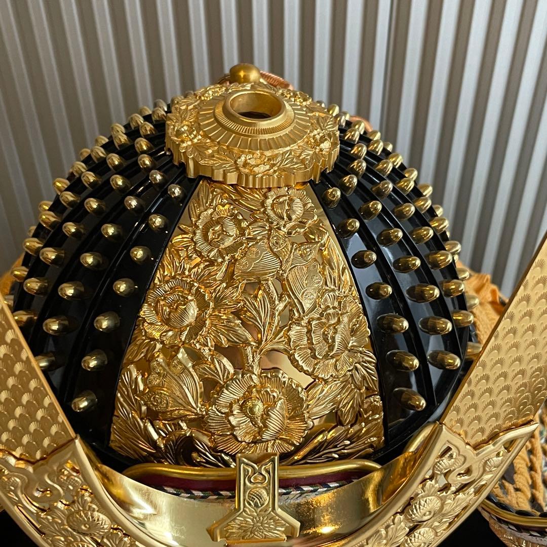 平安翠鳳　天平　御兜飾　松葉長鍬形　錆朱　木龍頭　30号　飾兜　甲冑　五月飾り