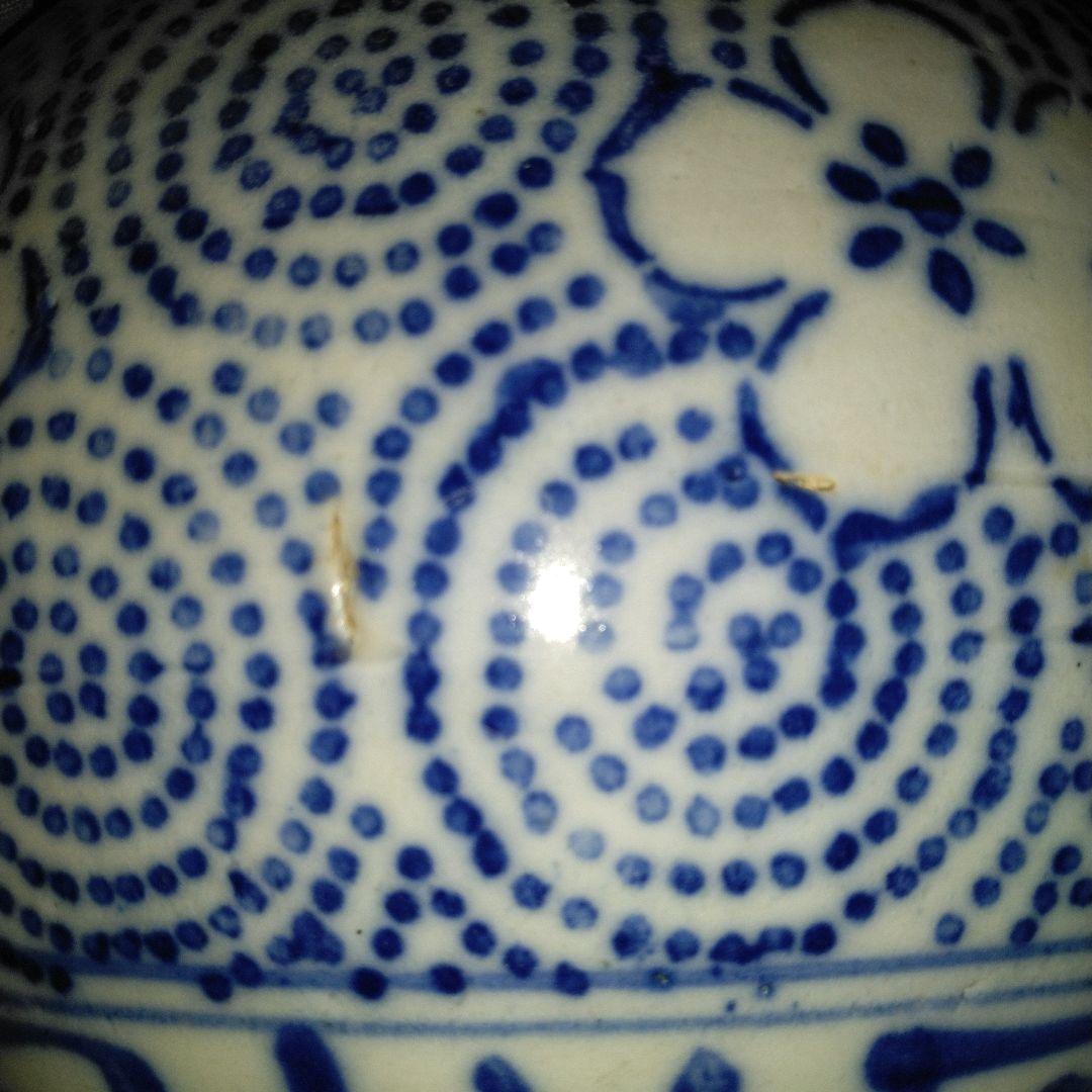 NO381 会津本郷焼　徳利　印版　花紋唐草　明治時代