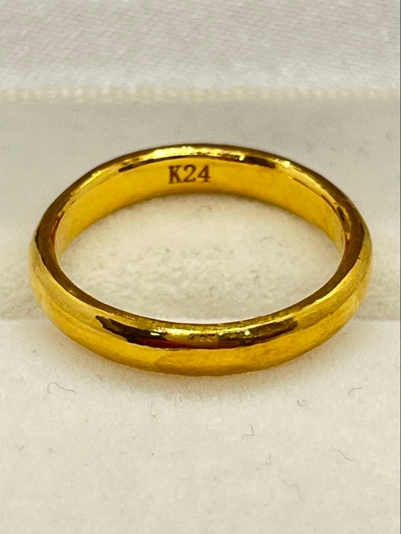 ミーさんK24純金 甲丸リング4.46g指輪リング 刻印あり ハンドメイド