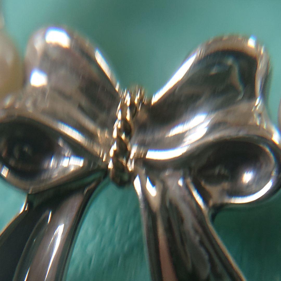 ほぼ未使用◎ティファニー 18金 コンビ・真珠 リボンブローチ No.18833