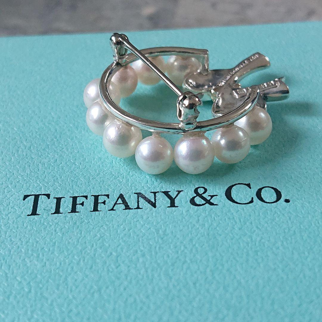 ほぼ未使用◎ティファニー 18金 コンビ・真珠 リボンブローチ No.18833