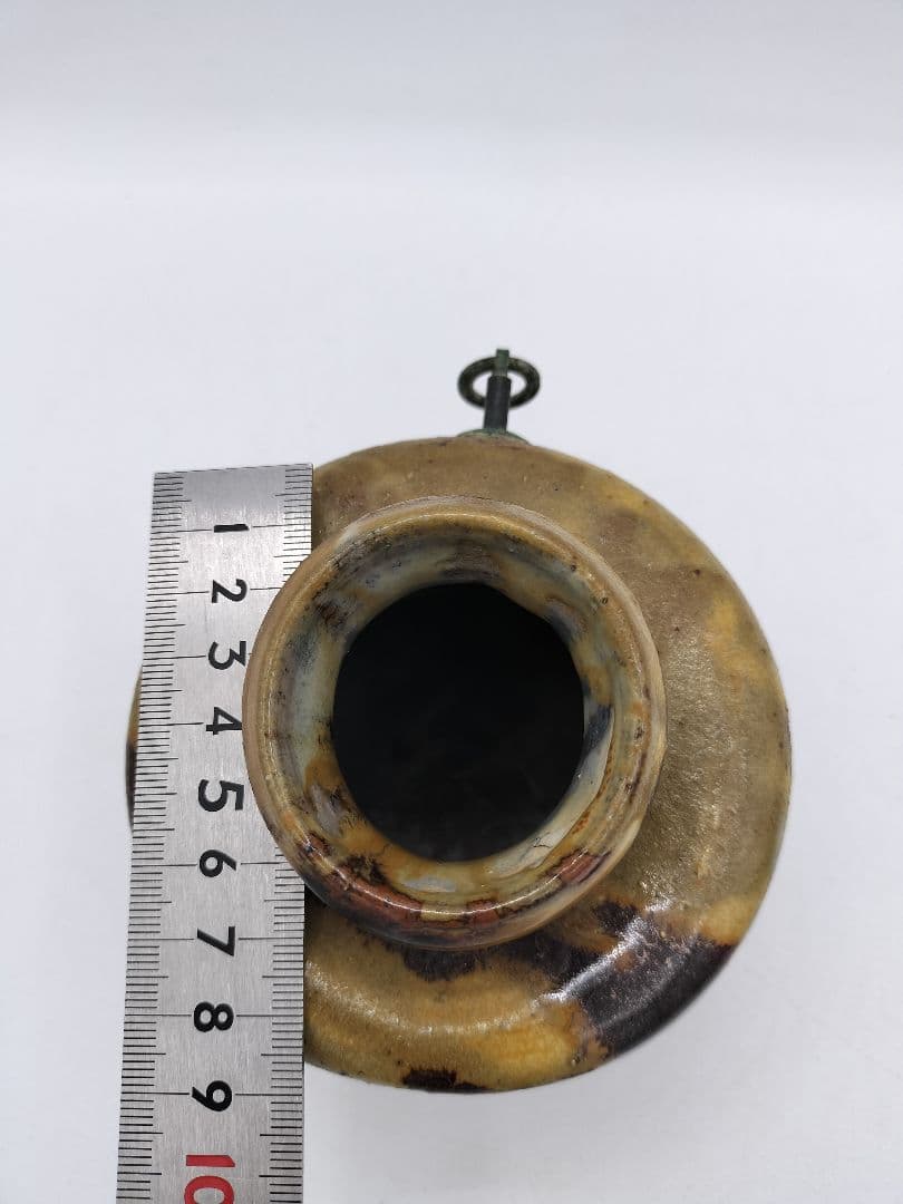 c485 【未使用】掛花入 上野焼 うずくまる 堀内宗完 箱書 木箱 茶道具