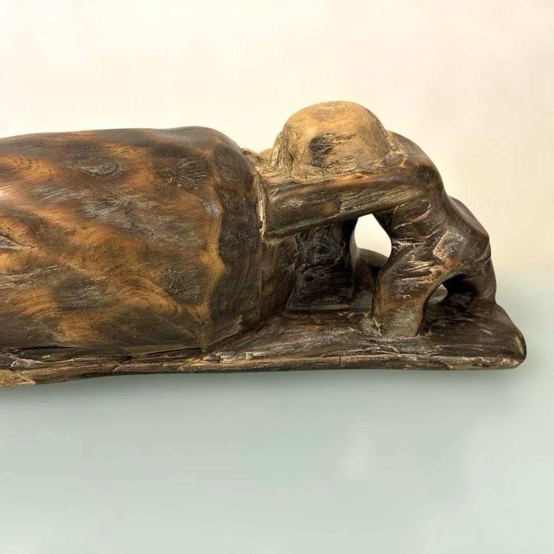 木製アートオブジェ 布袋様　彫刻 置物　縁起物 七福神