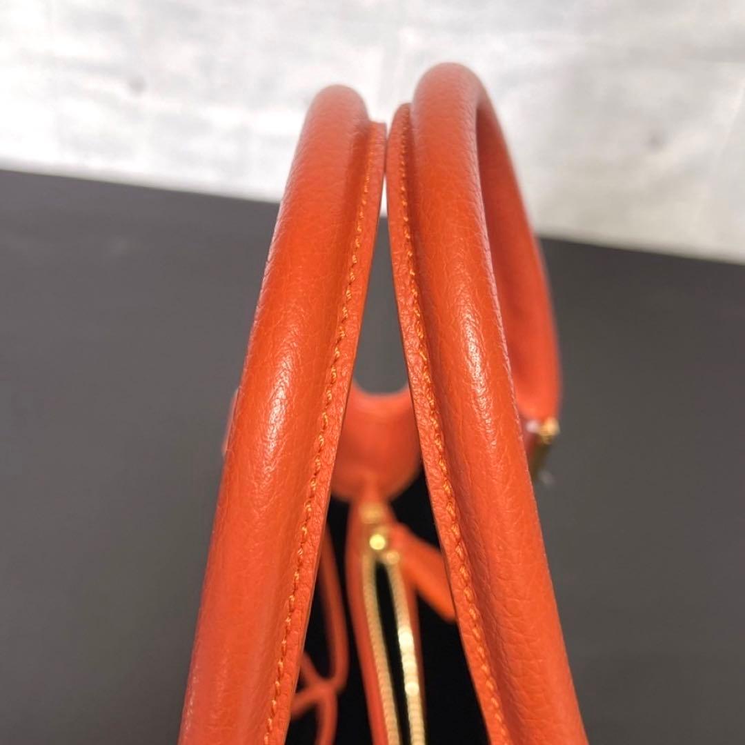 専用品MORABITO オレンジ メルクルディ レザー ゴールド金具ハンドバッグ