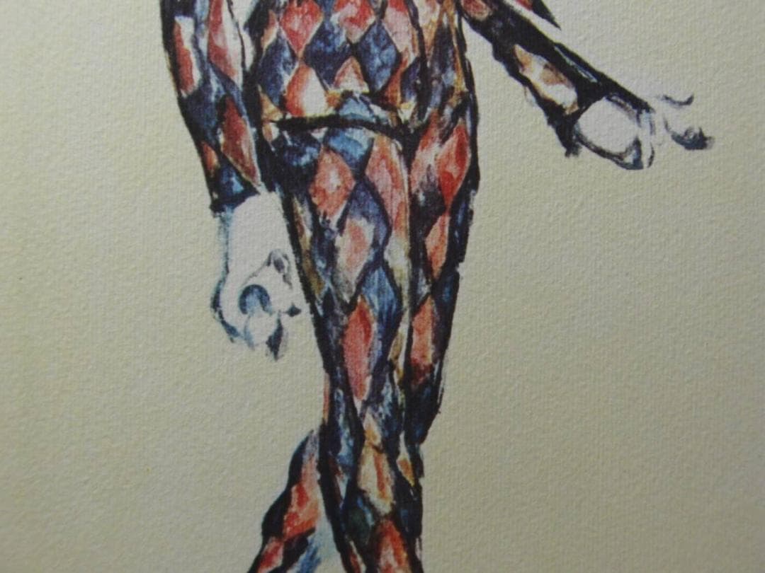 ポール・セザンヌ、【道化師】、大判・希少な画集画・マット紙、新品高級額・額装付