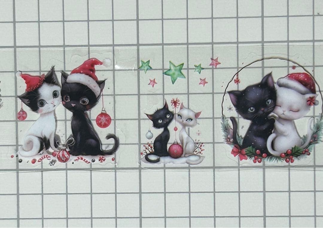 猫のクリスマス シール式 海外マステ 切り売り