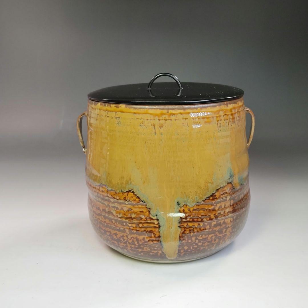 イ771 水指『亀井楽山造　高取耳付水指　共箱』『一閑塗蓋　表朔造』茶道具