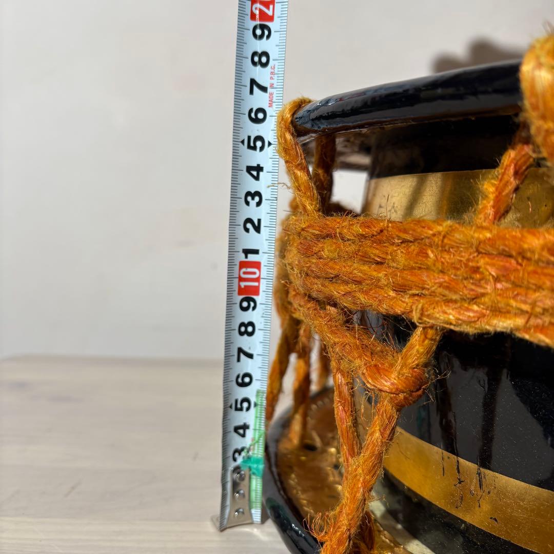 中型 和太鼓 黒・金 スタンド付き　Japan ビンテージ　骨董