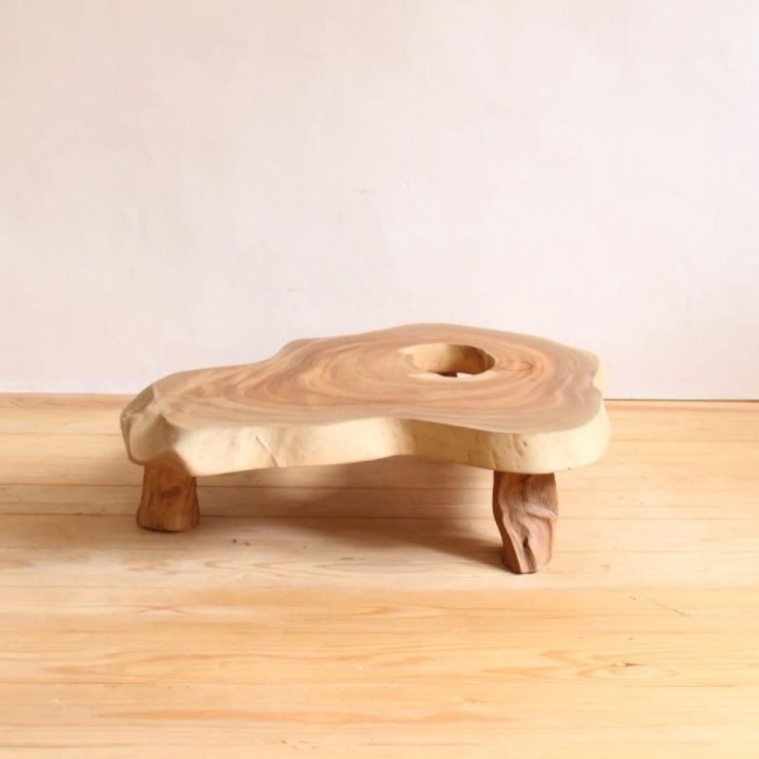 天然木　一枚板　座卓　白　飾り台