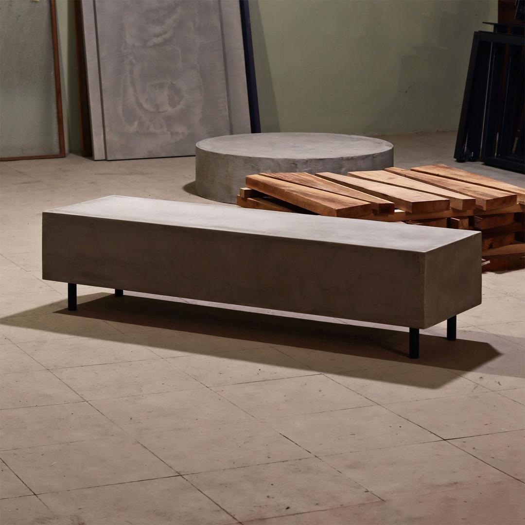 120cm｜ライトグレー｜テレビボード｜ボックステーブル｜薄塗りモルタル