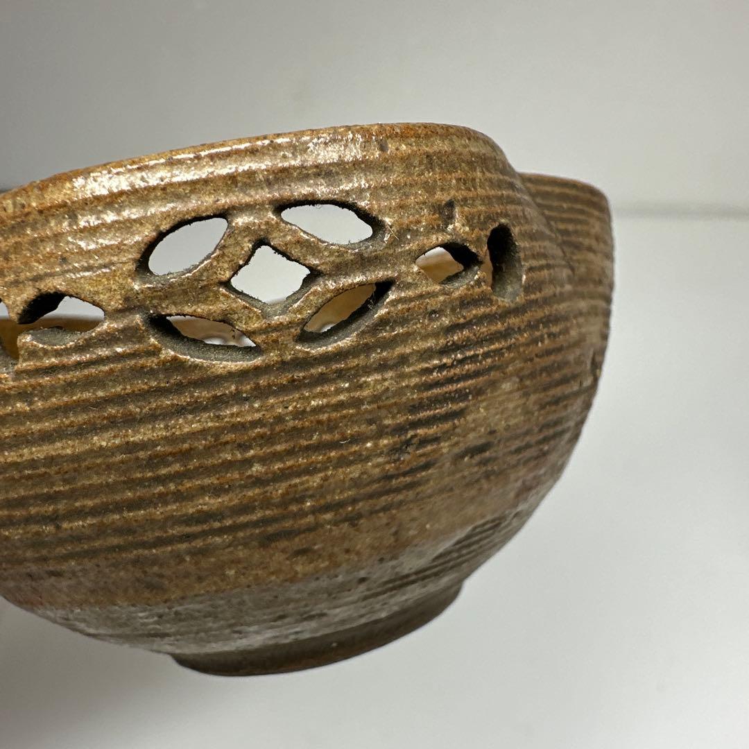 江戸初期　古唐津透盃碗　幅約10㎝　タコチ　東さ7-0411☆2F