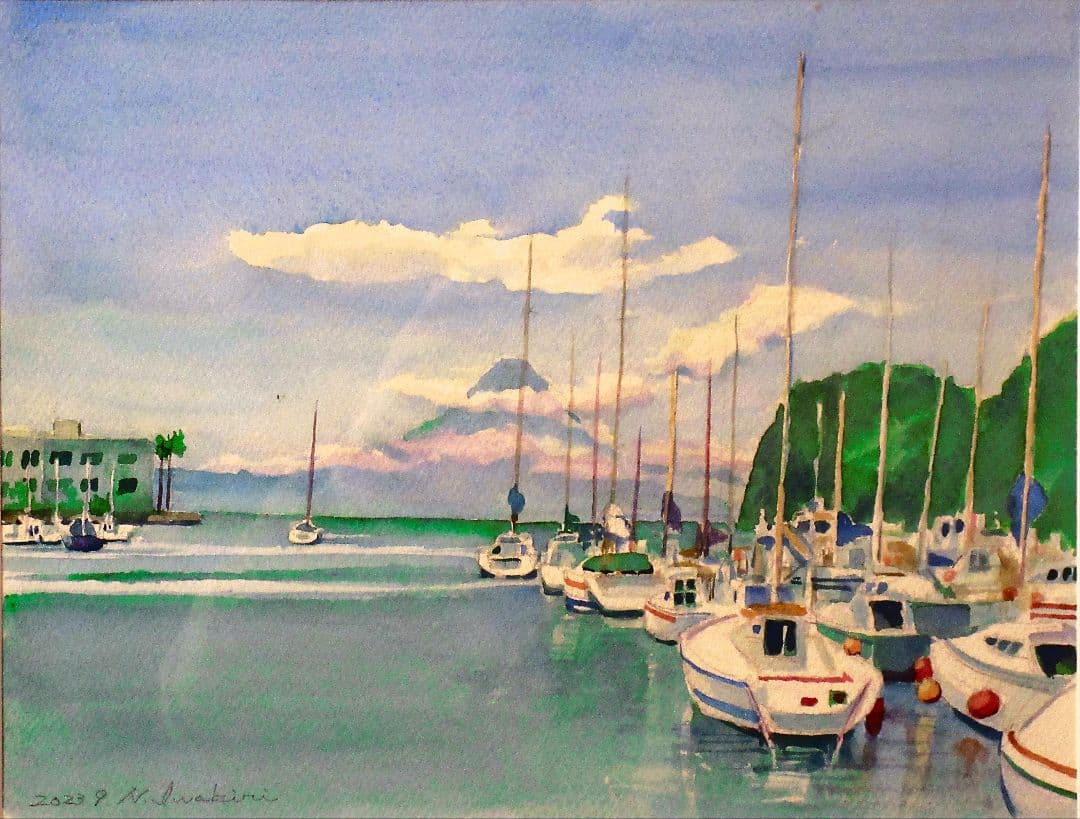 水彩画 港の風景 2022年 作成