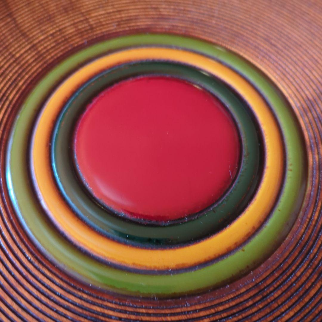 茶道具　漆器　木工細工　天然木　木製くり抜き茶櫃（上蓋独楽塗盆）茶器入れ　大寸